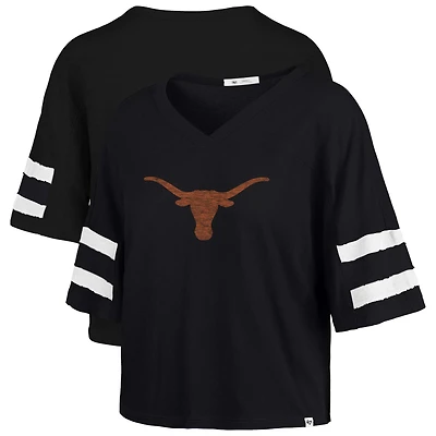 Women's '47 Black Texas Longhorns Premier Scout Sleeve Stripe Relaxed Dolman T-Shirt