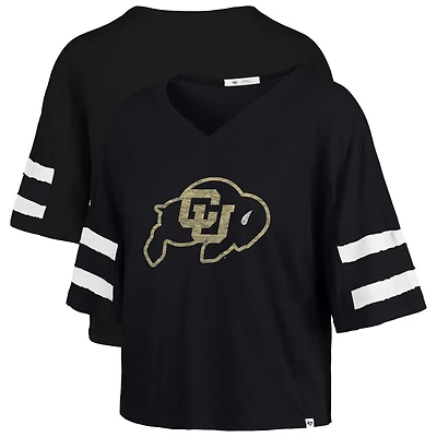Women's '47 Black Colorado Buffaloes Premier Scout Sleeve Stripe Relaxed Dolman T-Shirt