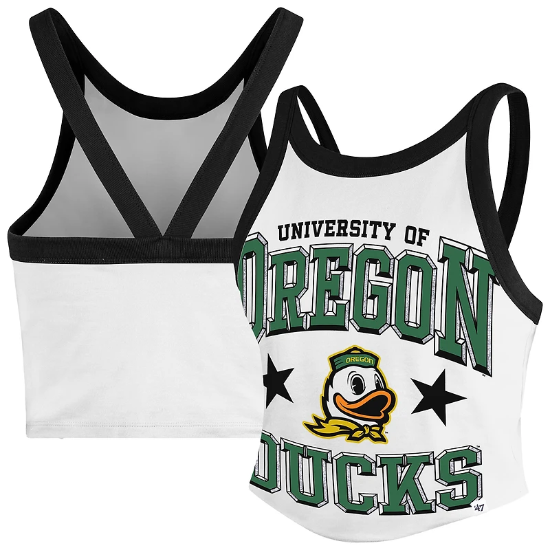 Women's '47 White Oregon Ducks Energize Sporty Cropped Racerback Tank Top