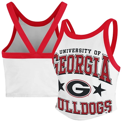 Women's '47 White Georgia Bulldogs Energize Sporty Cropped Racerback Tank Top