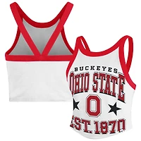 Women's '47 White Ohio State Buckeyes Energize Sporty Cropped Racerback Tank Top