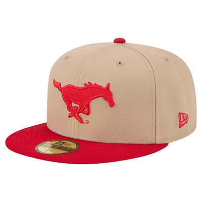 Men's New Era  Khaki SMU Mustangs Two-Tone 59FIFTY Fitted Hat