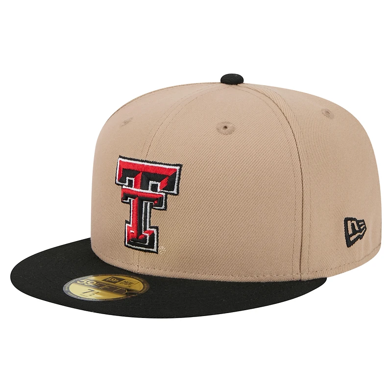 Men's New Era  Khaki Texas Tech Red Raiders Two-Tone 59FIFTY Fitted Hat