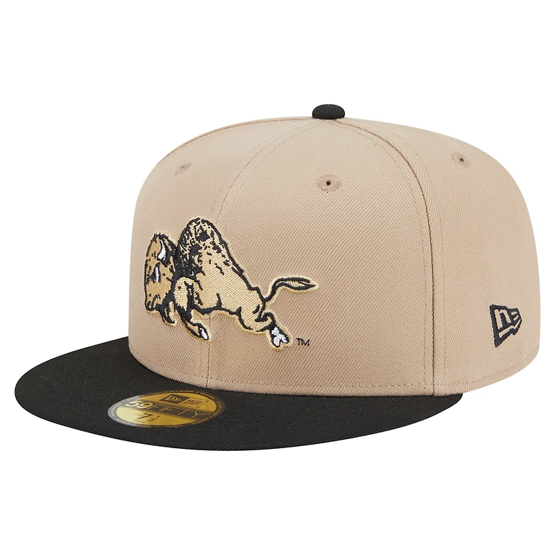 Men's New Era Khaki Colorado Buffaloes Throwback Two-Tone 59FIFTY Fitted Hat