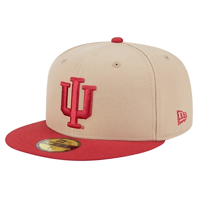 Men's New Era  Khaki Indiana Hoosiers Two-Tone 59FIFTY Fitted Hat