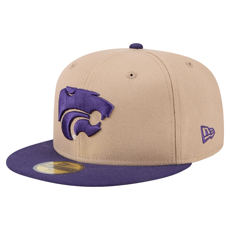 Men's New Era  Khaki Kansas State Wildcats Two-Tone 59FIFTY Fitted Hat