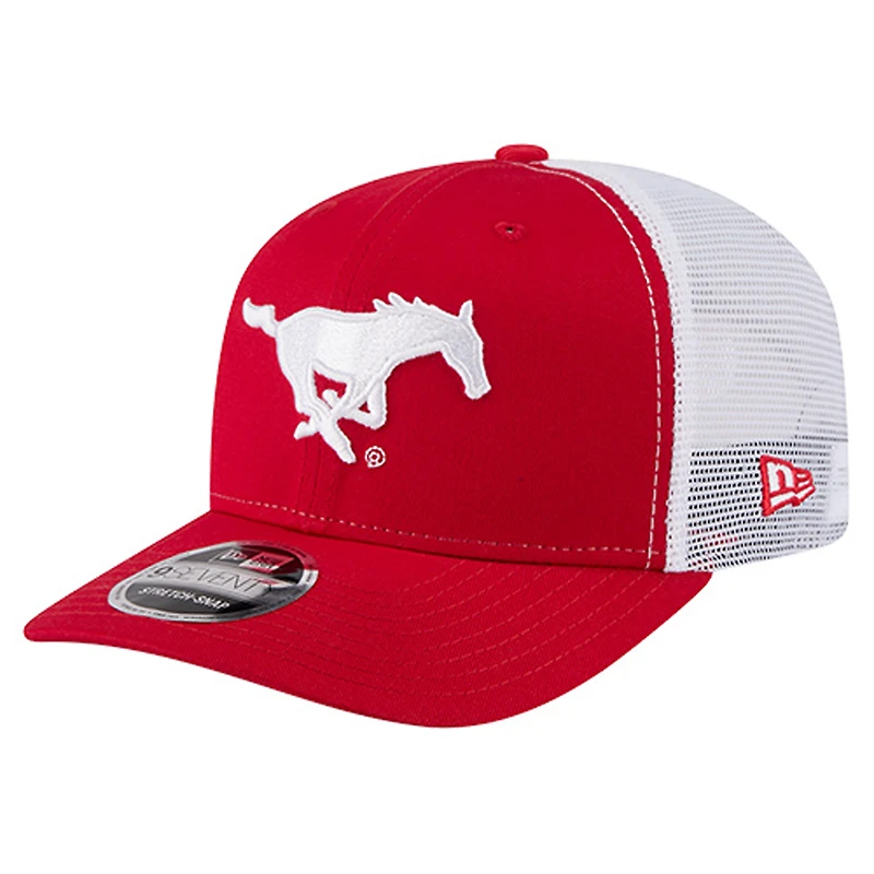 Men's New Era  Red SMU Mustangs Team 9SEVENTY COOLERA Trucker Adjustable Hat
