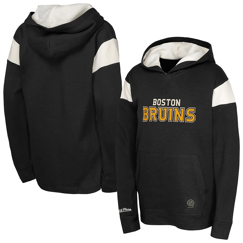 Youth Black Boston Bruins Thermal Lightweight Pullover Hoodie