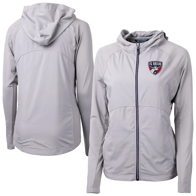Women's Cutter & Buck  Gray FC Dallas Adapt Eco Knit Hybrid Recycled Raglan Full-Zip Jacket