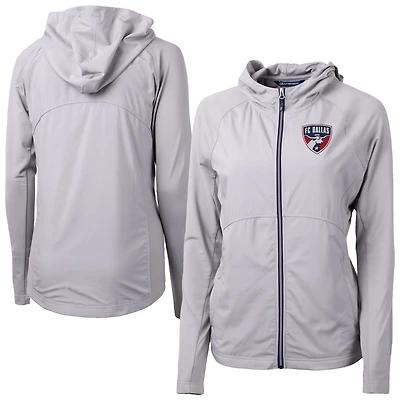 Women's Cutter & Buck  Gray FC Dallas Adapt Eco Knit Hybrid Recycled Raglan Full-Zip Jacket