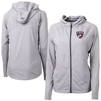 Women's Cutter & Buck  Gray FC Dallas Adapt Eco Knit Hybrid Recycled Raglan Full-Zip Jacket