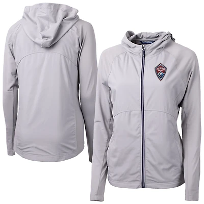 Women's Cutter & Buck  Gray Colorado Rapids Adapt Eco Knit Hybrid Recycled Raglan Full-Zip Jacket