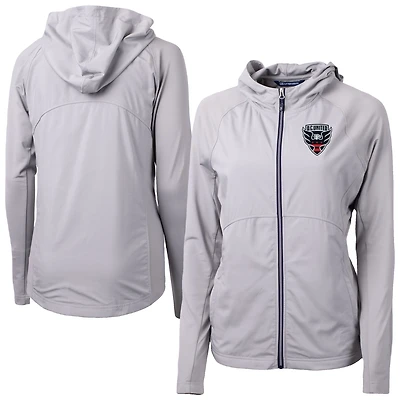 Women's Cutter & Buck  Gray D.C. United Adapt Eco Knit Hybrid Recycled Raglan Full-Zip Jacket