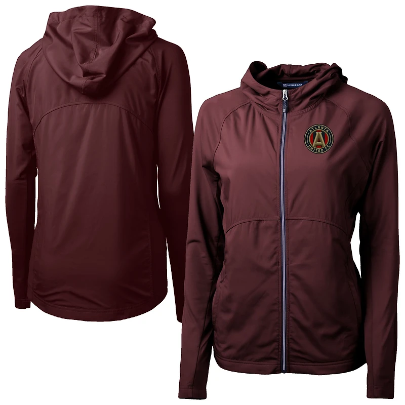Women's Cutter & Buck  Maroon Atlanta United FC Adapt Eco Knit Hybrid Recycled Raglan Full-Zip Jacket