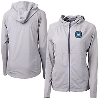 Women's Cutter & Buck  Gray Charlotte FC Adapt Eco Knit Hybrid Recycled Raglan Full-Zip Jacket