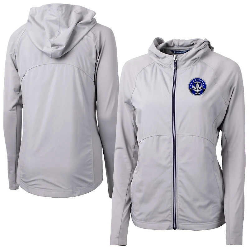 Women's Cutter & Buck  Gray CF Montreal Adapt Eco Knit Hybrid Recycled Raglan Full-Zip Jacket