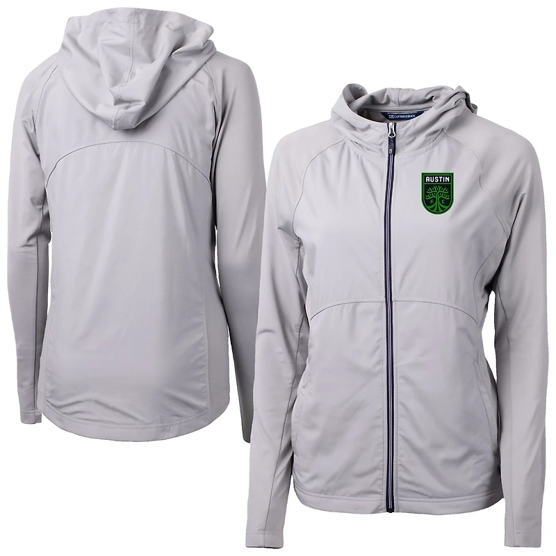 Women's Cutter & Buck Gray Austin FC Adapt Eco Knit Hybrid Recycled Raglan Full-Zip Jacket