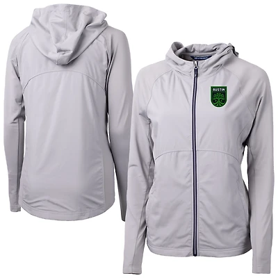Women's Cutter & Buck  Gray Austin FC Adapt Eco Knit Hybrid Recycled Raglan Full-Zip Jacket