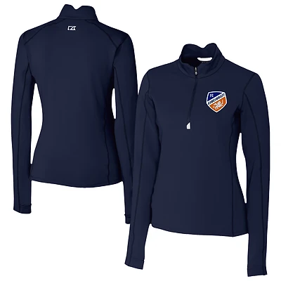 Women's Cutter & Buck  Navy FC Cincinnati Traverse Stretch Eco Quarter-Zip Top