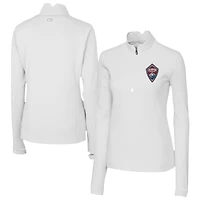 Women's Cutter & Buck  White Colorado Rapids Traverse Stretch Eco Quarter-Zip Top