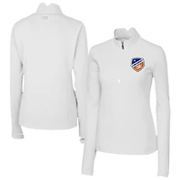 Women's Cutter & Buck  White FC Cincinnati Traverse Stretch Eco Quarter-Zip Top