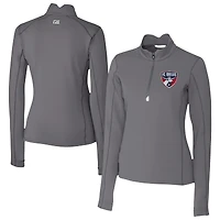 Women's Cutter & Buck  Gray FC Dallas Traverse Stretch Eco Quarter-Zip Top