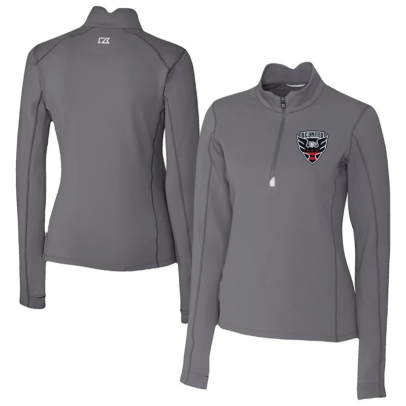 Women's Cutter & Buck Gray D.C. United Traverse Stretch Eco Quarter-Zip Top
