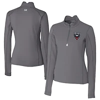 Women's Cutter & Buck  Gray D.C. United Traverse Stretch Eco Quarter-Zip Top