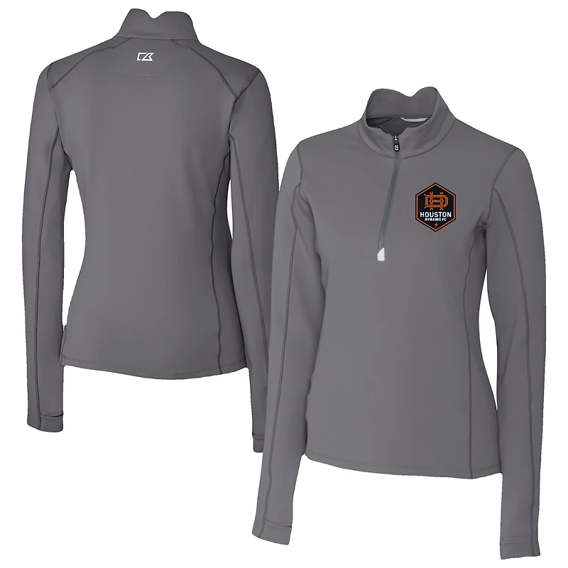 Women's Cutter & Buck  Gray Houston Dynamo FC Traverse Stretch Eco Quarter-Zip Top