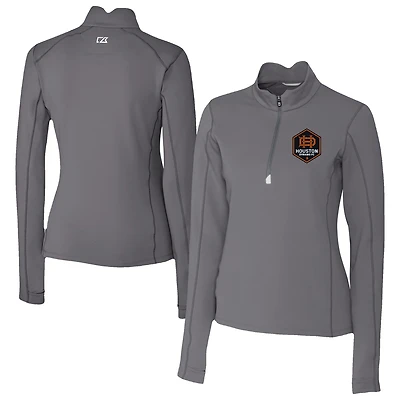 Women's Cutter & Buck  Gray Houston Dynamo FC Traverse Stretch Eco Quarter-Zip Top