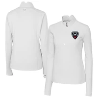 Women's Cutter & Buck  White D.C. United Traverse Stretch Eco Quarter-Zip Top