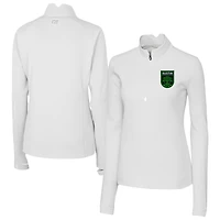 Women's Cutter & Buck  White Austin FC Traverse Stretch Eco Quarter-Zip Top