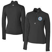 Women's Cutter & Buck  Black Chicago Fire Traverse Stretch Eco Quarter-Zip Top