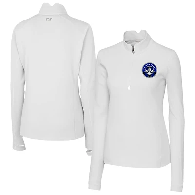 Women's Cutter & Buck White CF Montreal Traverse Stretch Eco Quarter-Zip Top