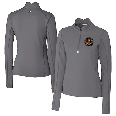 Women's Cutter & Buck  Gray Atlanta United FC Traverse Stretch Eco Quarter-Zip Top