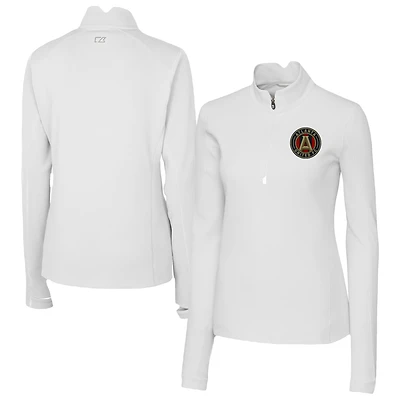 Women's Cutter & Buck  White Atlanta United FC Traverse Stretch Eco Quarter-Zip Top