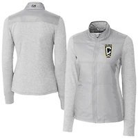 Women's Cutter & Buck  Gray Columbus Crew Stealth Hybrid Quilted Full-Zip Windbreaker Jacket