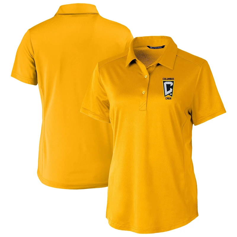 Women's Cutter & Buck Gold Columbus Crew Prospect Eco Textured Stretch Recycled Polo