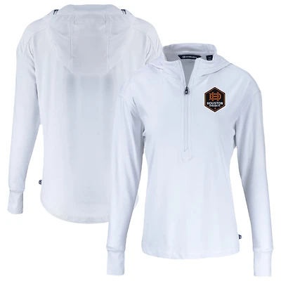 Women's Cutter & Buck  White Houston Dynamo FC Daybreak Eco Recycled Half-Zip Hoodie