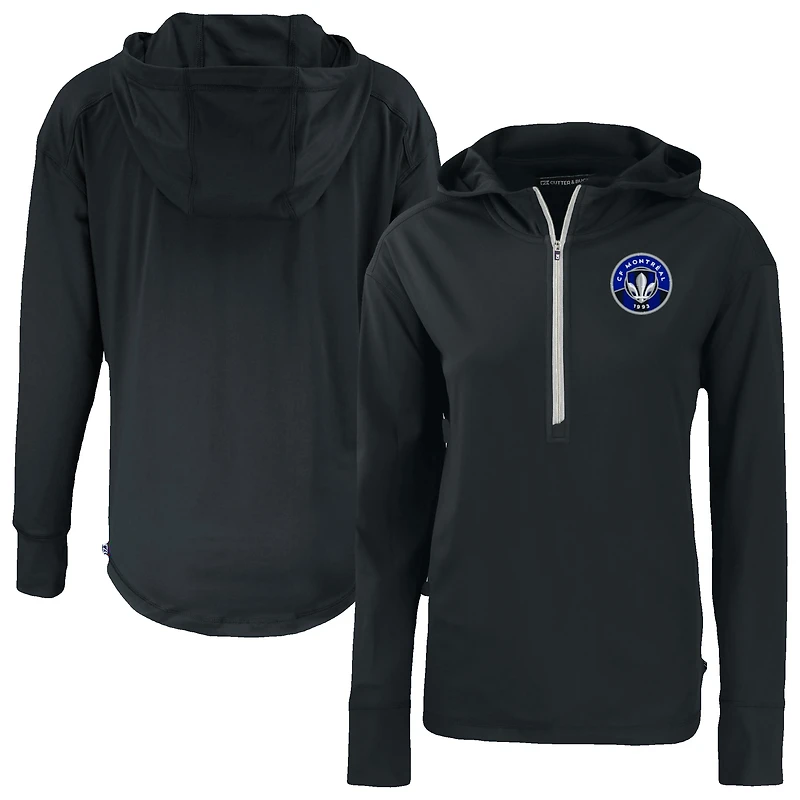 Women's Cutter & Buck Black CF Montreal Daybreak Eco Recycled Half-Zip Hoodie
