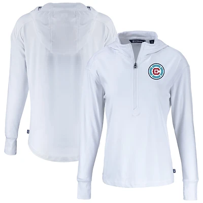 Women's Cutter & Buck  White Chicago Fire Daybreak Eco Recycled Half-Zip Hoodie