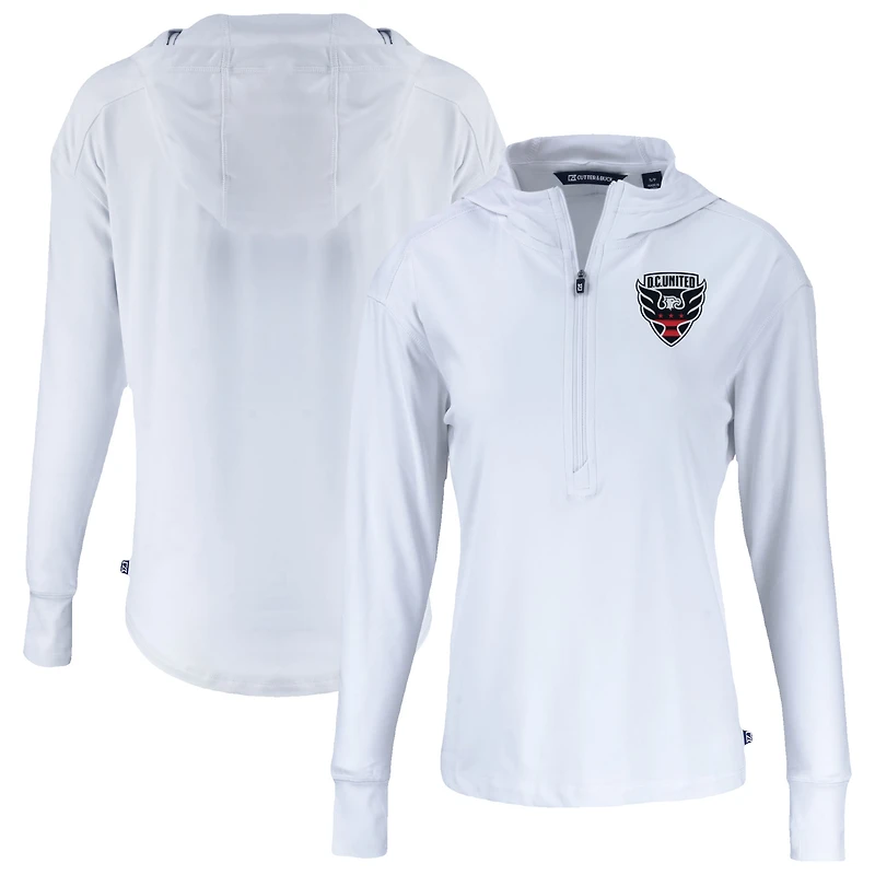 Women's Cutter & Buck  White D.C. United Daybreak Eco Recycled Half-Zip Hoodie