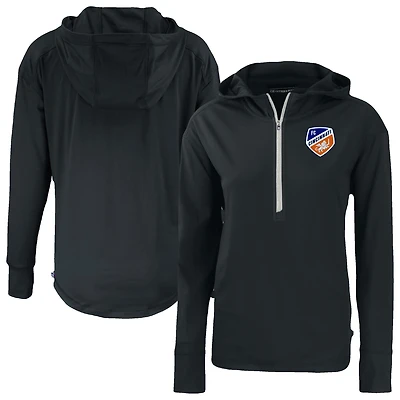 Women's Cutter & Buck Black FC Cincinnati Daybreak Eco Recycled Half-Zip Hoodie