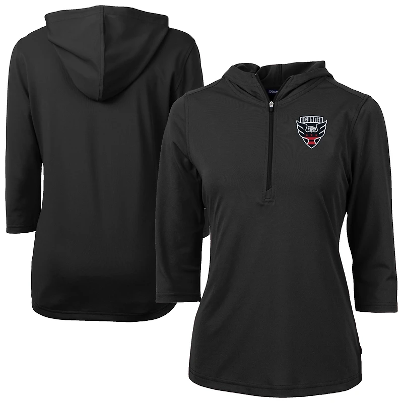 Women's Cutter & Buck D.C. United Virtue Eco Pique Recycled Half-Zip Pullover Hoodie