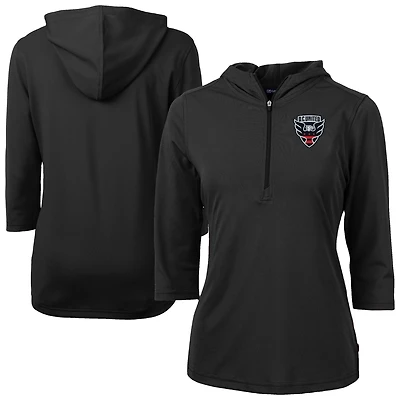 Women's Cutter & Buck D.C. United Virtue Eco Pique Recycled Half-Zip Pullover Hoodie