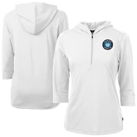 Women's Cutter & Buck  White Charlotte FC Virtue Eco Pique Recycled Half-Zip Pullover Hoodie