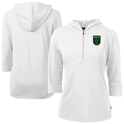 Women's Cutter & Buck  White Austin FC Virtue Eco Pique Recycled Half-Zip Pullover Hoodie