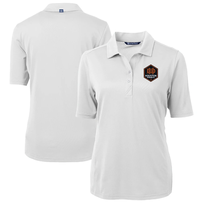 Women's Cutter & Buck White Houston Dynamo FC Virtue Eco Pique Recycled Polo