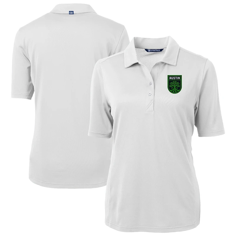 Women's Cutter & Buck  White Austin FC Virtue Eco Pique Recycled Polo