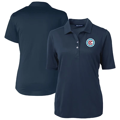 Women's Cutter & Buck  Navy Chicago Fire Virtue Eco Pique Recycled Polo